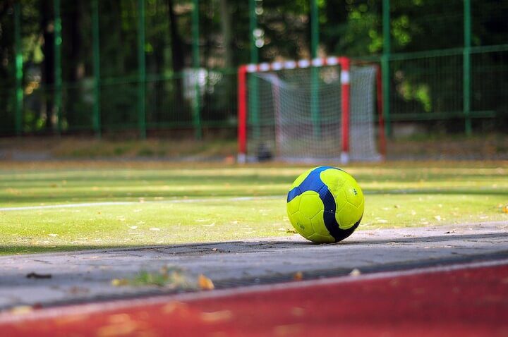 pop up goal for soccer in the pitch